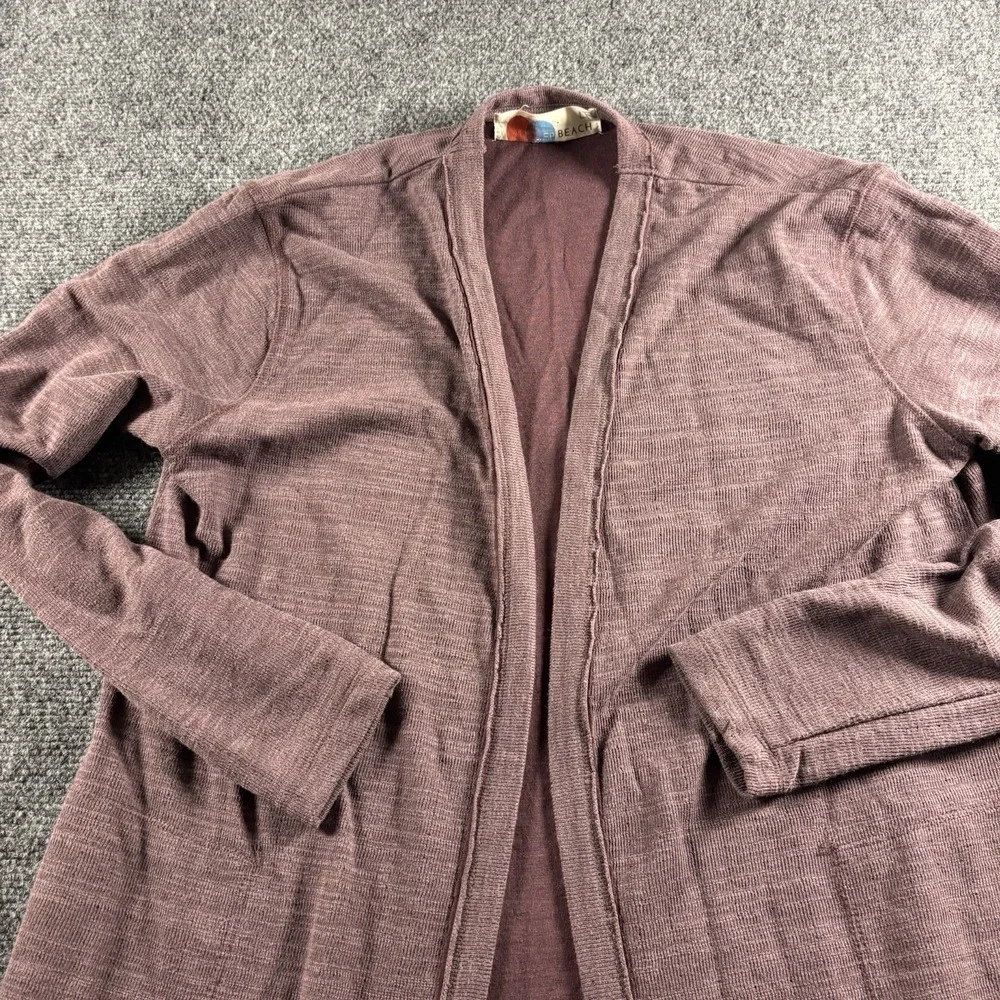 Free People FP Beach Duster Cardigan Womens Small Plum Longline Open Front Boho